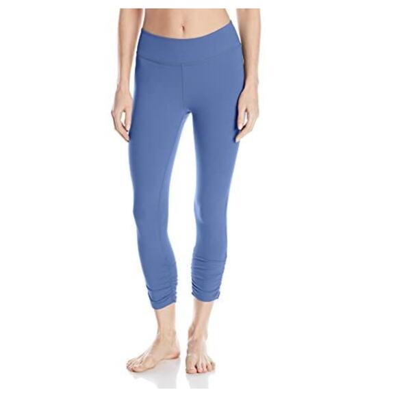 Beyond Yoga Pants - Beyond Yoga Essential Ruched Gathered Blue Ankle Crop Legging Size Large